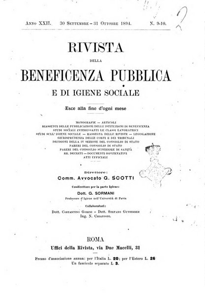 Rivista della beneficenza pubblica e delle istituzioni di previdenza