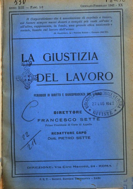 La giustizia del lavoro periodico mensile di Diritto e giurisprudenza del lavoro