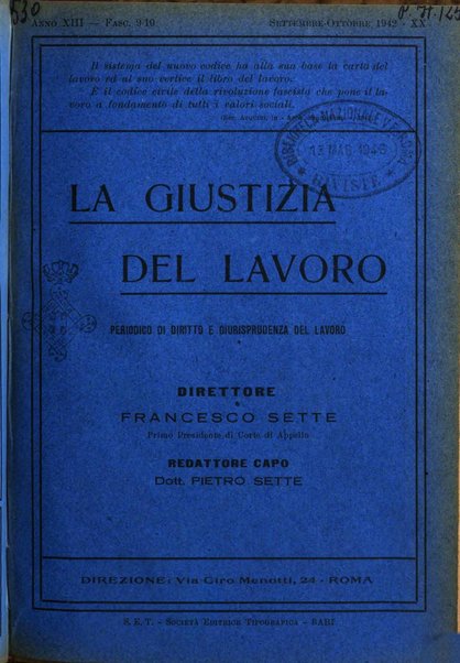 La giustizia del lavoro periodico mensile di Diritto e giurisprudenza del lavoro