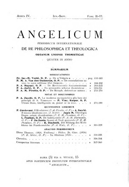 Angelicum periodicum trimestre