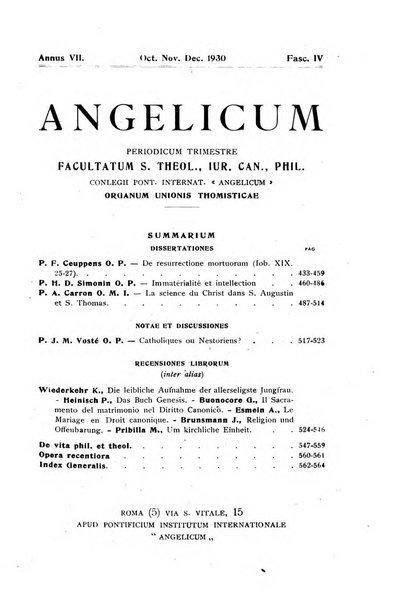 Angelicum periodicum trimestre