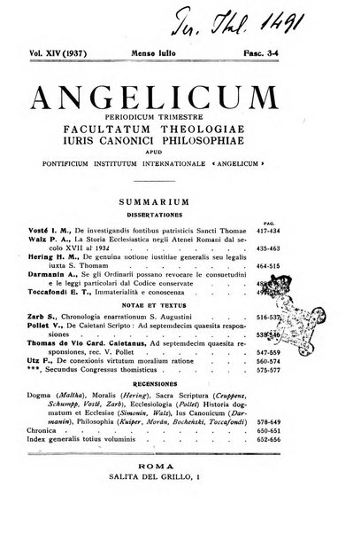 Angelicum periodicum trimestre