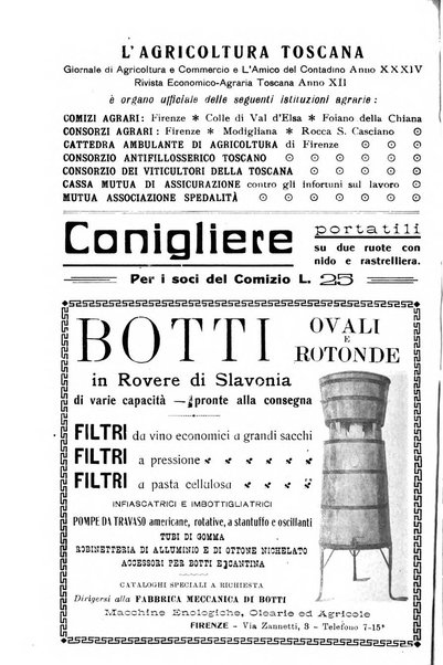 L'agricoltura toscana organo ufficiale per le principali istituzioni agrarie delle provincie di Firenze e di Arezzo