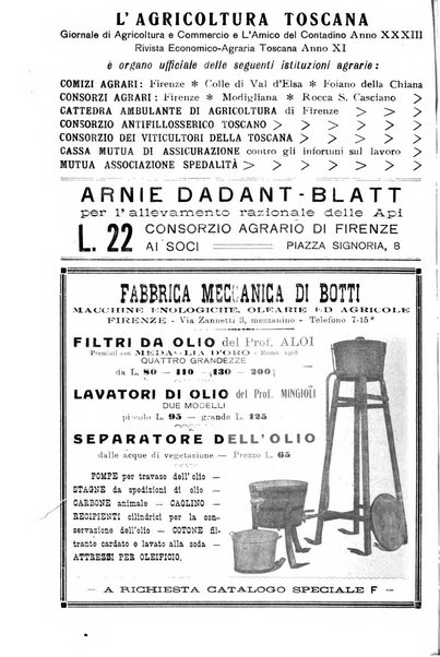 L'agricoltura toscana organo ufficiale per le principali istituzioni agrarie delle provincie di Firenze e di Arezzo