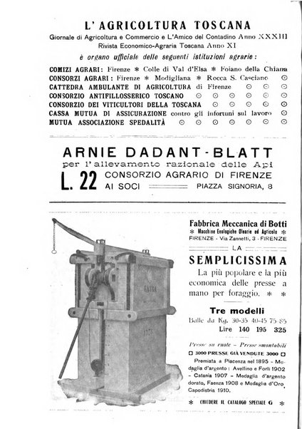 L'agricoltura toscana organo ufficiale per le principali istituzioni agrarie delle provincie di Firenze e di Arezzo