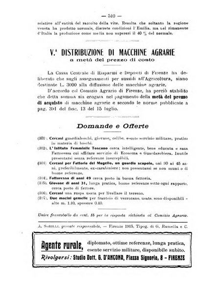 L'agricoltura toscana organo ufficiale per le principali istituzioni agrarie delle provincie di Firenze e di Arezzo