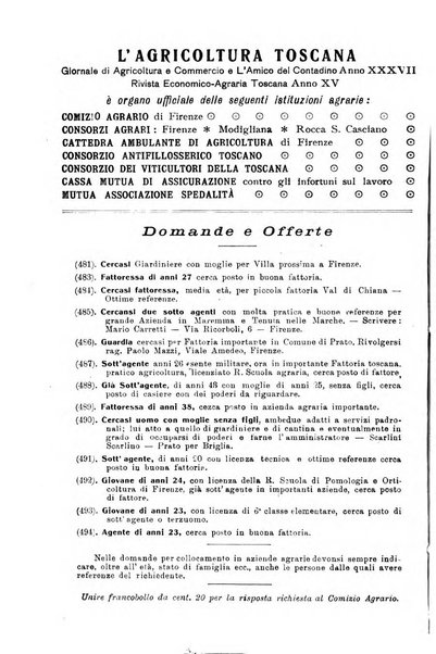 L'agricoltura toscana organo ufficiale per le principali istituzioni agrarie delle provincie di Firenze e di Arezzo