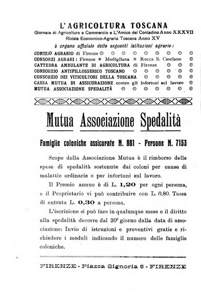 L'agricoltura toscana organo ufficiale per le principali istituzioni agrarie delle provincie di Firenze e di Arezzo