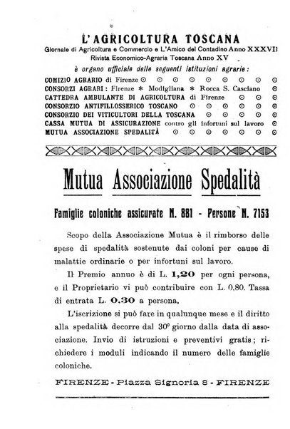 L'agricoltura toscana organo ufficiale per le principali istituzioni agrarie delle provincie di Firenze e di Arezzo