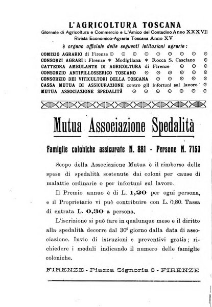 L'agricoltura toscana organo ufficiale per le principali istituzioni agrarie delle provincie di Firenze e di Arezzo