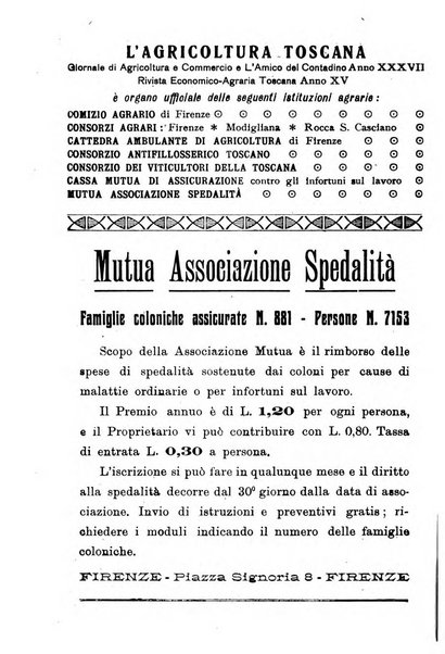 L'agricoltura toscana organo ufficiale per le principali istituzioni agrarie delle provincie di Firenze e di Arezzo