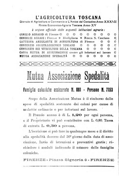 L'agricoltura toscana organo ufficiale per le principali istituzioni agrarie delle provincie di Firenze e di Arezzo