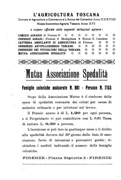 L'agricoltura toscana organo ufficiale per le principali istituzioni agrarie delle provincie di Firenze e di Arezzo