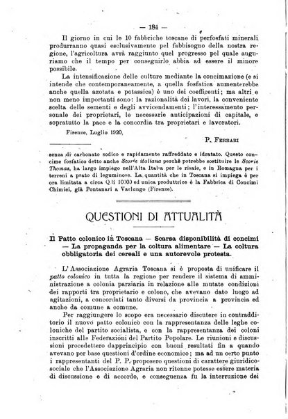 L'agricoltura toscana organo ufficiale per le principali istituzioni agrarie delle provincie di Firenze e di Arezzo