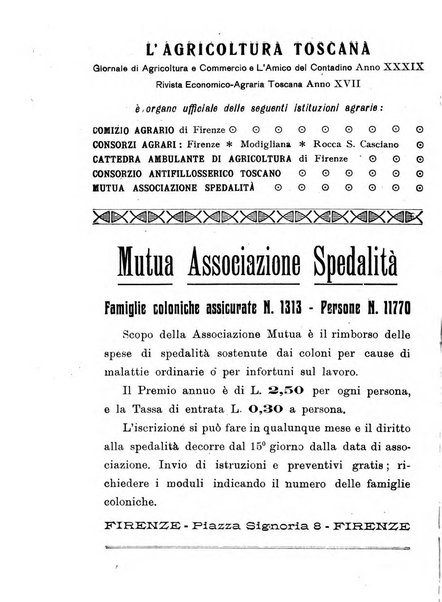 L'agricoltura toscana organo ufficiale per le principali istituzioni agrarie delle provincie di Firenze e di Arezzo