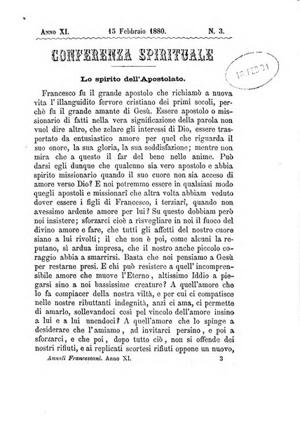 Annali francescani periodico religioso dedicato agli iscritti del Terz'ordine