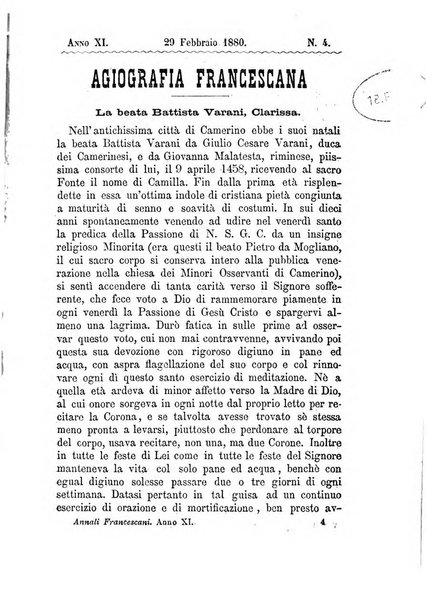 Annali francescani periodico religioso dedicato agli iscritti del Terz'ordine