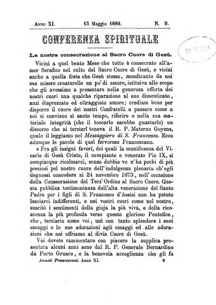 Annali francescani periodico religioso dedicato agli iscritti del Terz'ordine