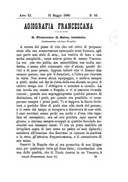 Annali francescani periodico religioso dedicato agli iscritti del Terz'ordine