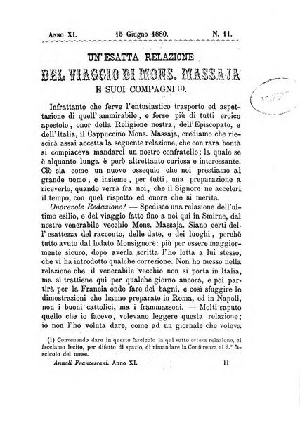 Annali francescani periodico religioso dedicato agli iscritti del Terz'ordine