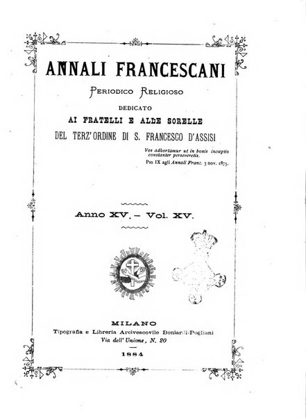 Annali francescani periodico religioso dedicato agli iscritti del Terz'ordine