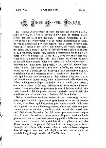 Annali francescani periodico religioso dedicato agli iscritti del Terz'ordine