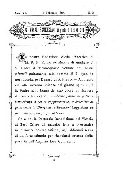 Annali francescani periodico religioso dedicato agli iscritti del Terz'ordine