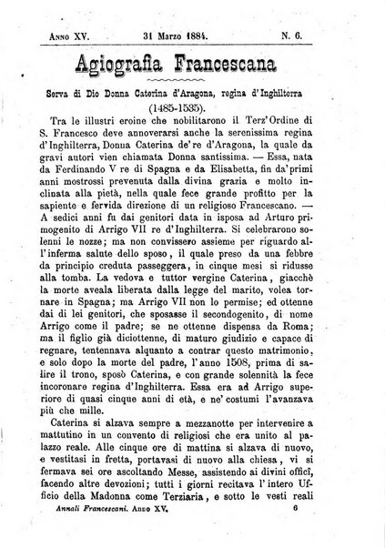 Annali francescani periodico religioso dedicato agli iscritti del Terz'ordine