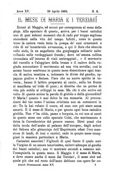 Annali francescani periodico religioso dedicato agli iscritti del Terz'ordine