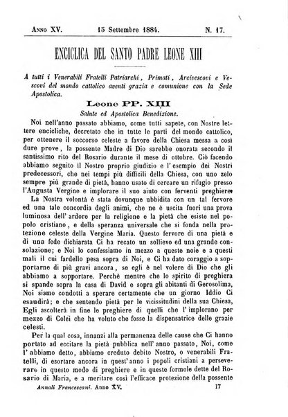 Annali francescani periodico religioso dedicato agli iscritti del Terz'ordine