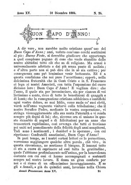 Annali francescani periodico religioso dedicato agli iscritti del Terz'ordine