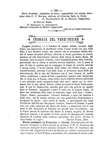 Annali francescani periodico religioso dedicato agli iscritti del Terz'ordine