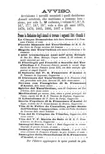 Annali francescani periodico religioso dedicato agli iscritti del Terz'ordine