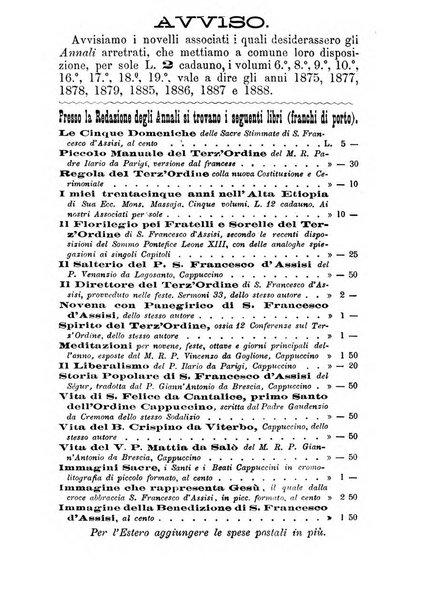 Annali francescani periodico religioso dedicato agli iscritti del Terz'ordine