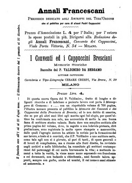 Annali francescani periodico religioso dedicato agli iscritti del Terz'ordine