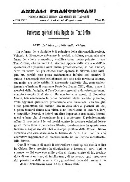 Annali francescani periodico religioso dedicato agli iscritti del Terz'ordine