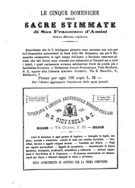 Annali francescani periodico religioso dedicato agli iscritti del Terz'ordine