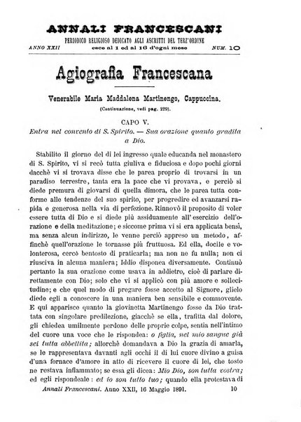 Annali francescani periodico religioso dedicato agli iscritti del Terz'ordine