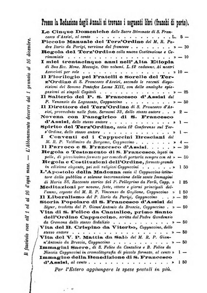 Annali francescani periodico religioso dedicato agli iscritti del Terz'ordine