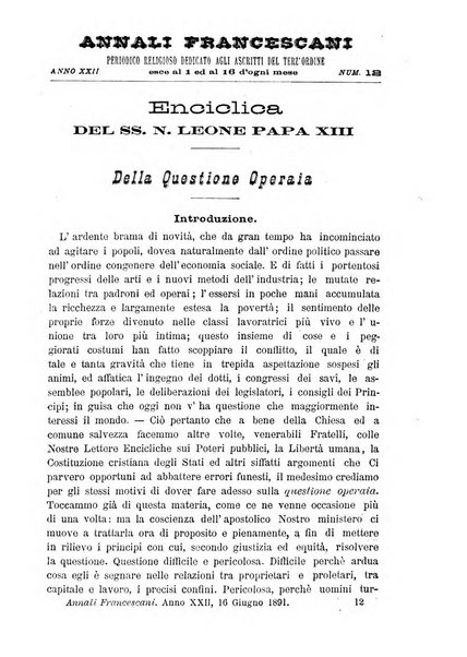 Annali francescani periodico religioso dedicato agli iscritti del Terz'ordine