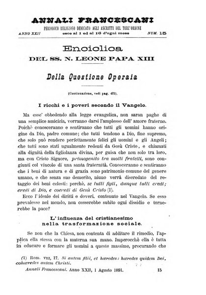 Annali francescani periodico religioso dedicato agli iscritti del Terz'ordine