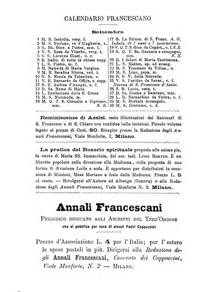 Annali francescani periodico religioso dedicato agli iscritti del Terz'ordine