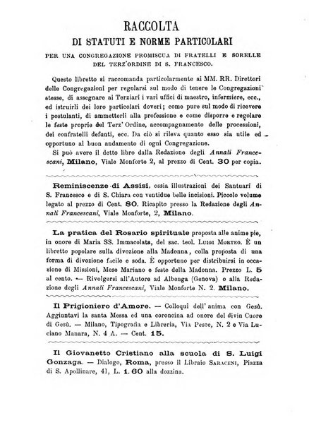 Annali francescani periodico religioso dedicato agli iscritti del Terz'ordine