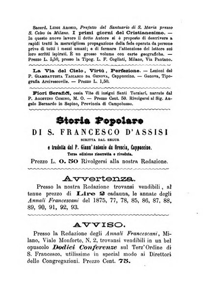 Annali francescani periodico religioso dedicato agli iscritti del Terz'ordine