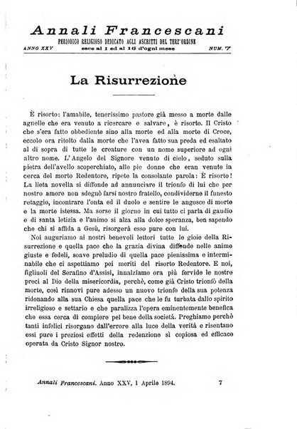 Annali francescani periodico religioso dedicato agli iscritti del Terz'ordine