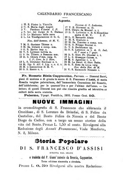 Annali francescani periodico religioso dedicato agli iscritti del Terz'ordine