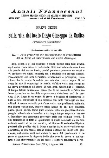 Annali francescani periodico religioso dedicato agli iscritti del Terz'ordine