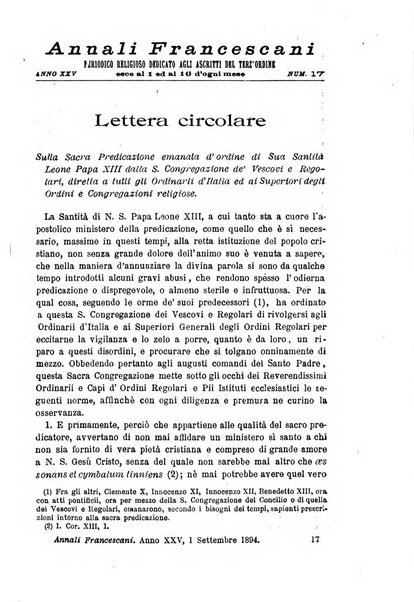 Annali francescani periodico religioso dedicato agli iscritti del Terz'ordine