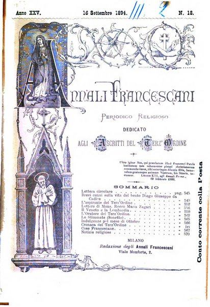 Annali francescani periodico religioso dedicato agli iscritti del Terz'ordine