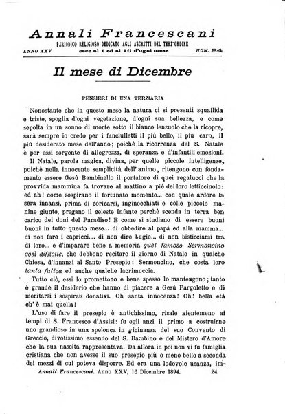 Annali francescani periodico religioso dedicato agli iscritti del Terz'ordine